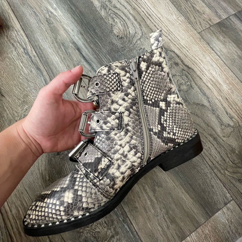 Snake skin combat boots